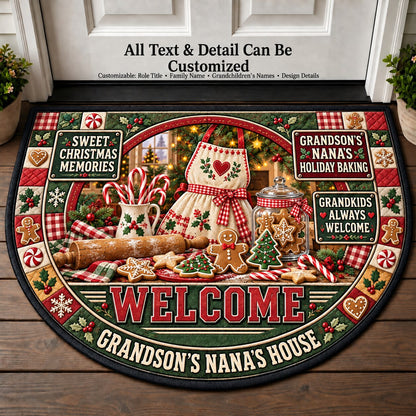 Grandson's Nana's Holiday Baking Personalized Half Round Mat | 5To9Vibe