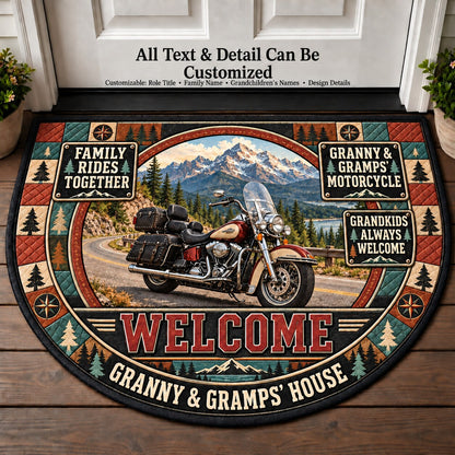 Granny & Gramps' Motorcycle Adventures Personalized Half Round Mat | 5To9Vibe