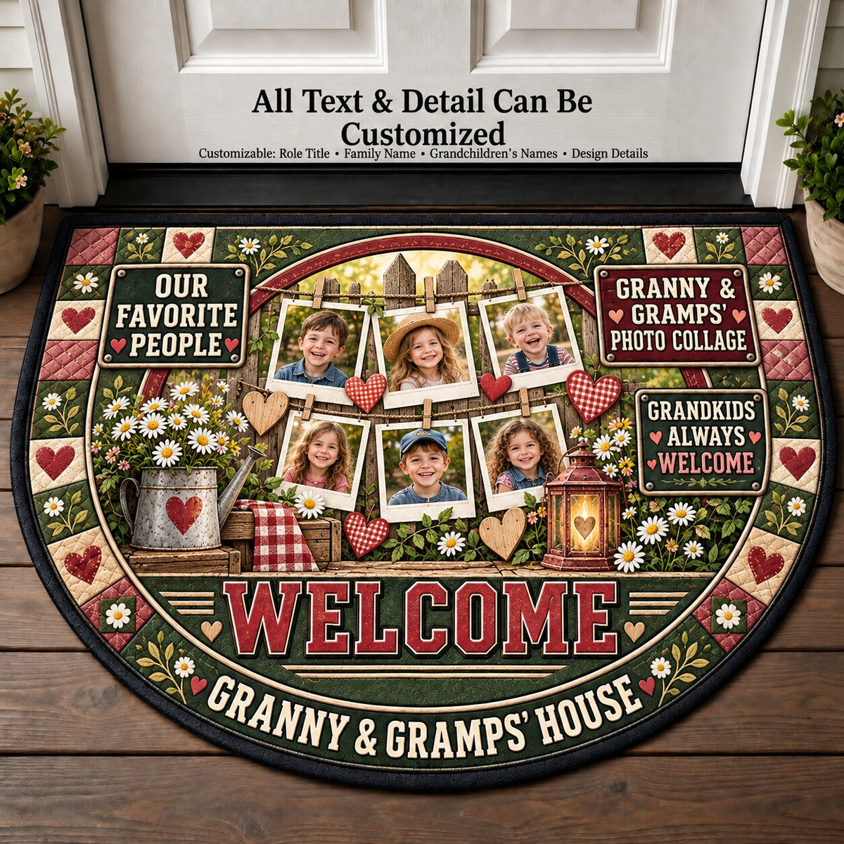 Granny & Gramps' Photo Collage Personalized Half Round Mat | 5To9Vibe