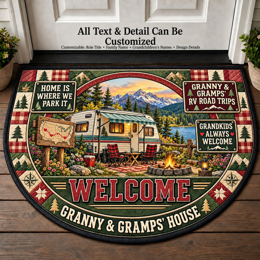 Granny & Gramps' RV Road Trips Personalized Half Round Mat | 5To9Vibe