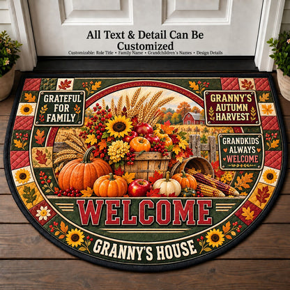 Granny's Autumn Harvest Personalized Half Round Mat | 5To9Vibe