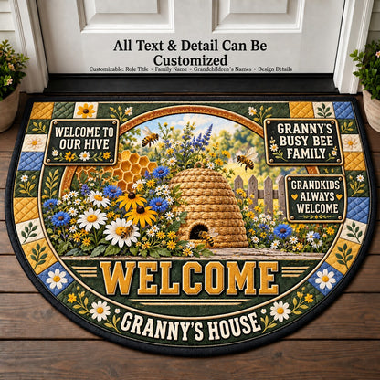 Granny's Busy Bee Family Personalized Half Round Mat | 5To9Vibe