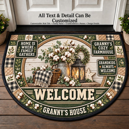 Granny's Cozy Farmhouse Personalized Half Round Mat | 5To9Vibe