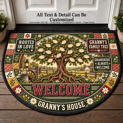 Granny's Family Tree Personalized Half Round Mat | 5To9Vibe