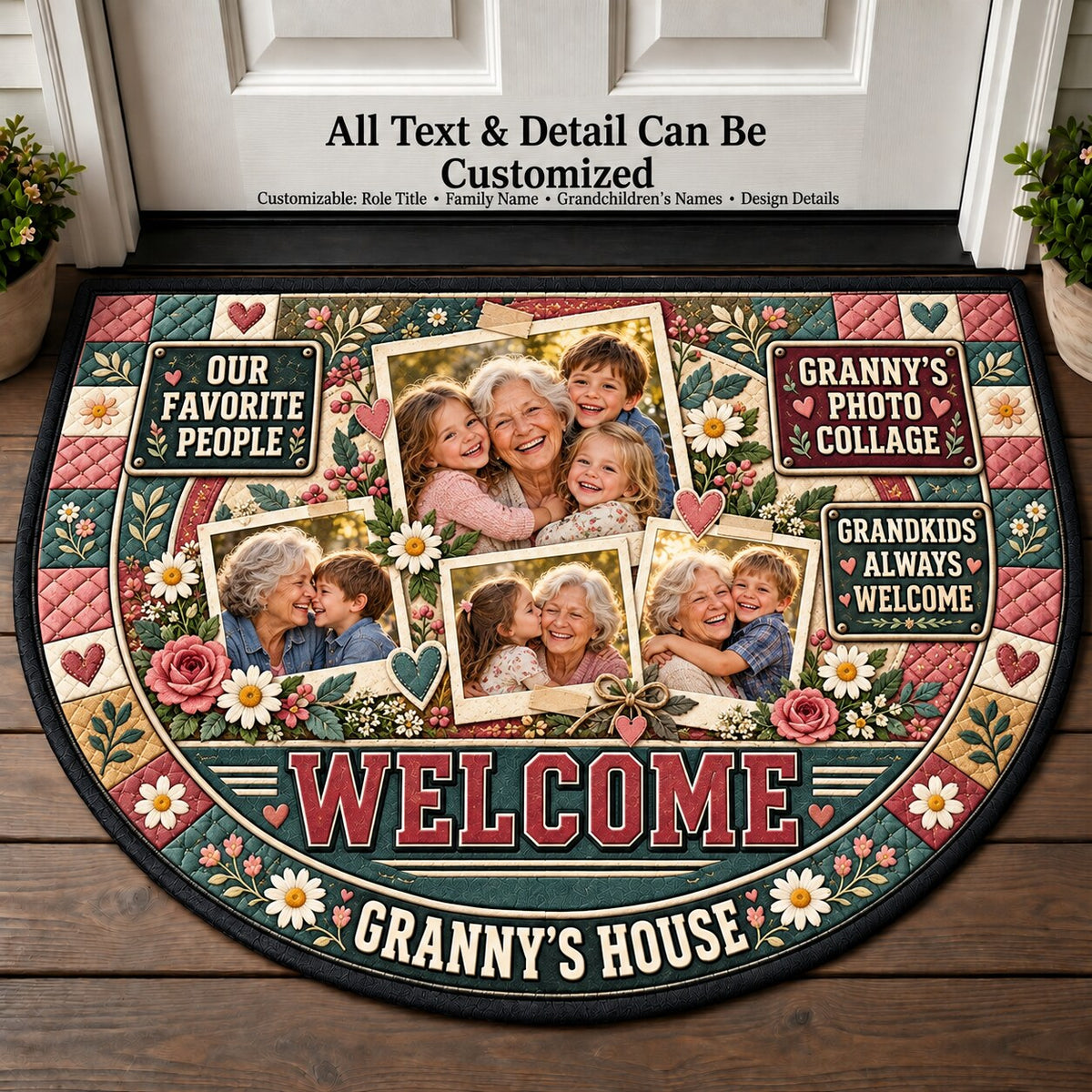 Granny's Photo Collage Personalized Half Round Mat | 5To9Vibe