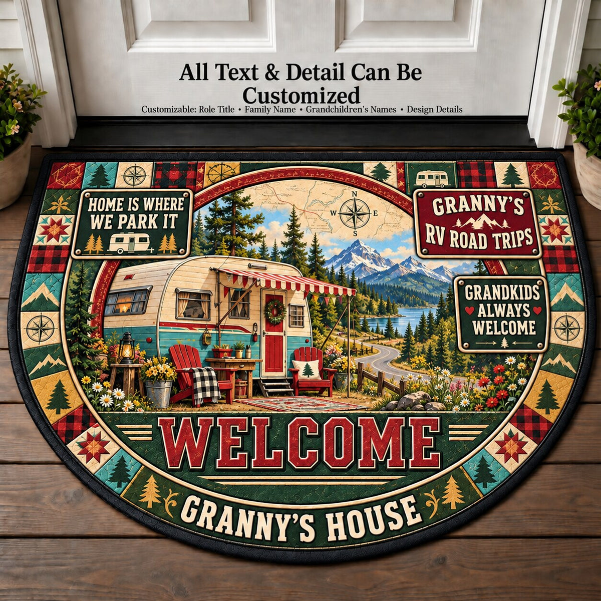 Granny's RV Road Trips Personalized Half Round Mat | 5To9Vibe
