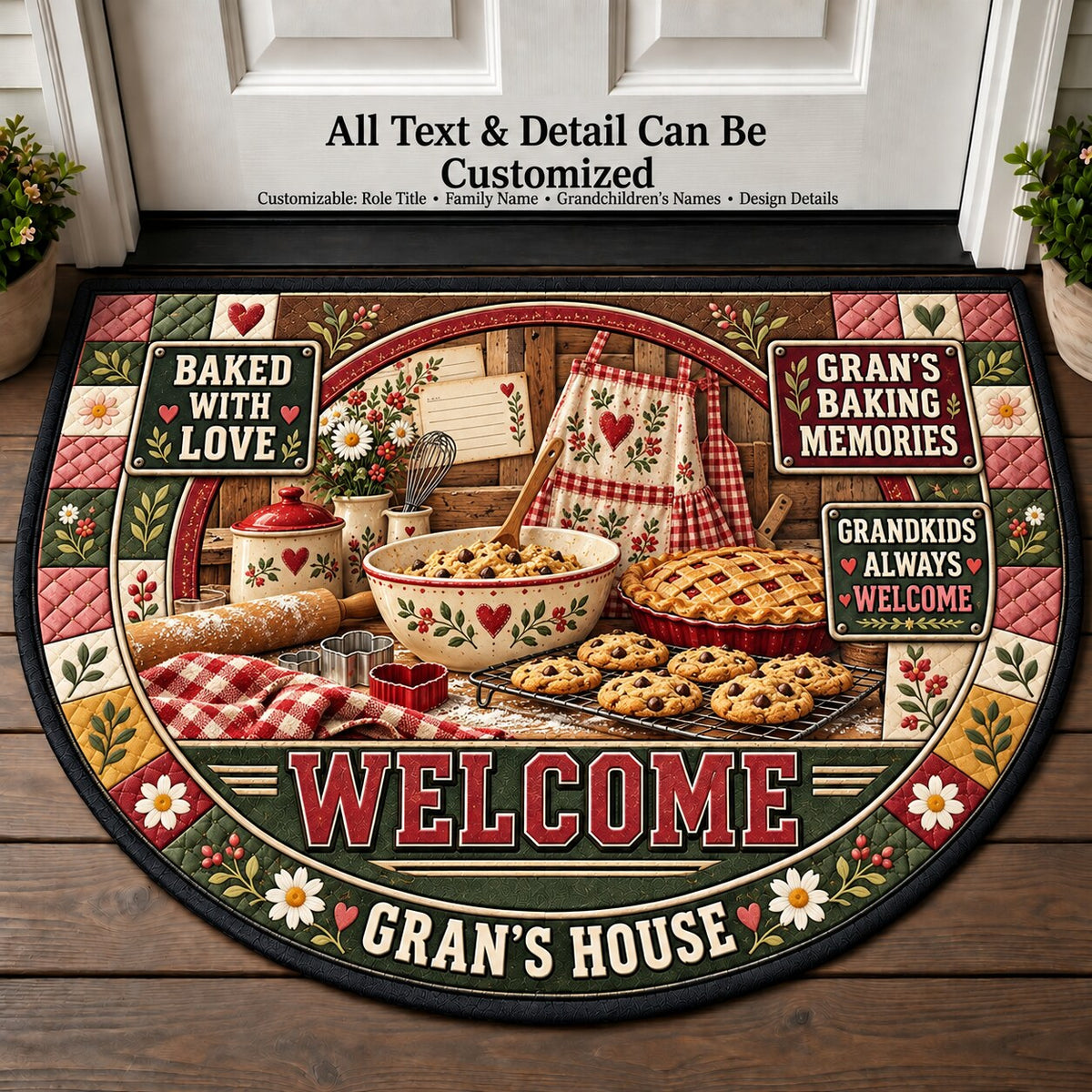 Gran's Baking Memories Personalized Half Round Mat | 5To9Vibe