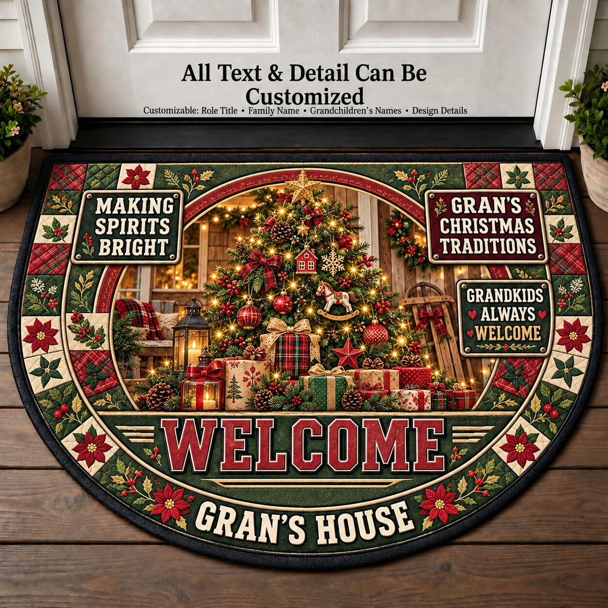 Gran's Christmas Traditions Personalized Half Round Mat | 5To9Vibe