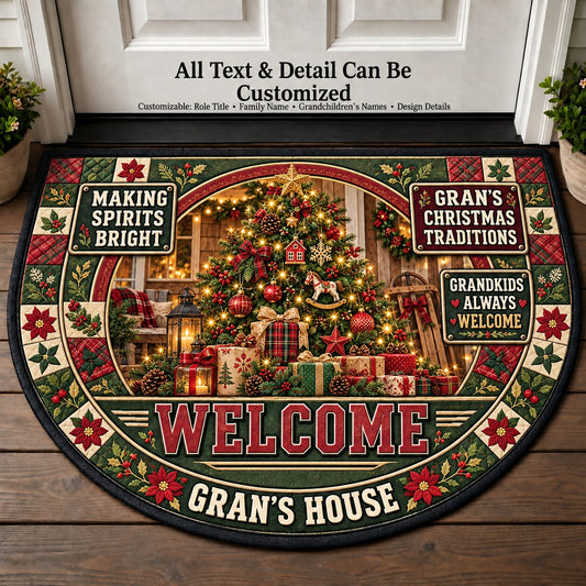 Gran's Christmas Traditions Personalized Half Round Mat | 5To9Vibe