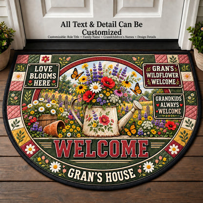 Gran's Wildflower Welcome Personalized Half Round Mat | 5To9Vibe