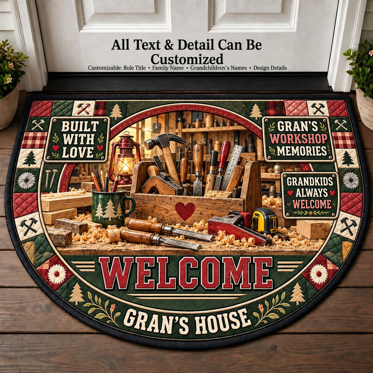 Gran's Workshop Memories Personalized Half Round Mat | 5To9Vibe