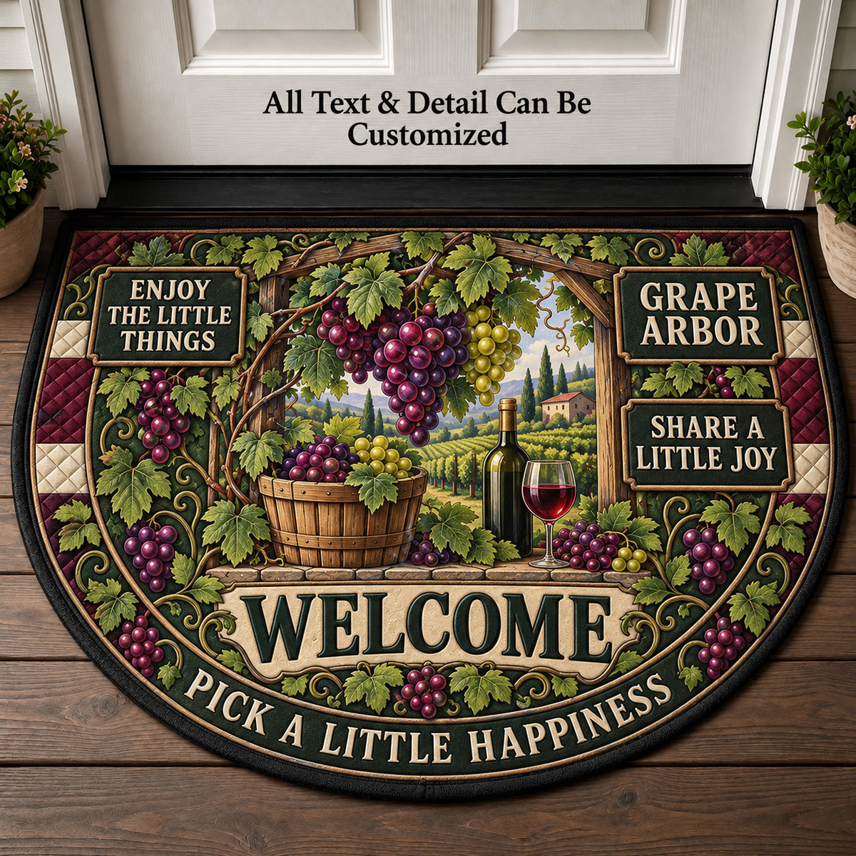 Grape Arbor Personalized Half Round Mat | 5To9Vibe