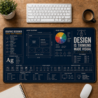 Architect Blueprint Large Desk Mat - House Floor Plan & Drafting Tools Plus Size Mouse Pad - 5to9vibe
