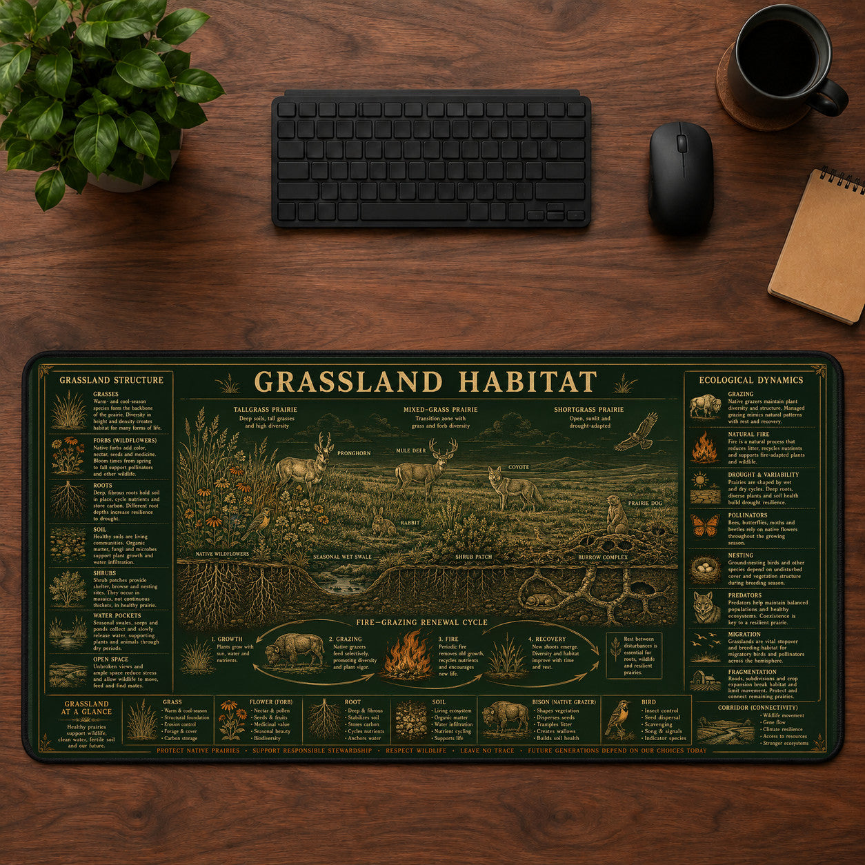 Grassland Habitat Desk Mat Mouse Pad | 5To9Vibe