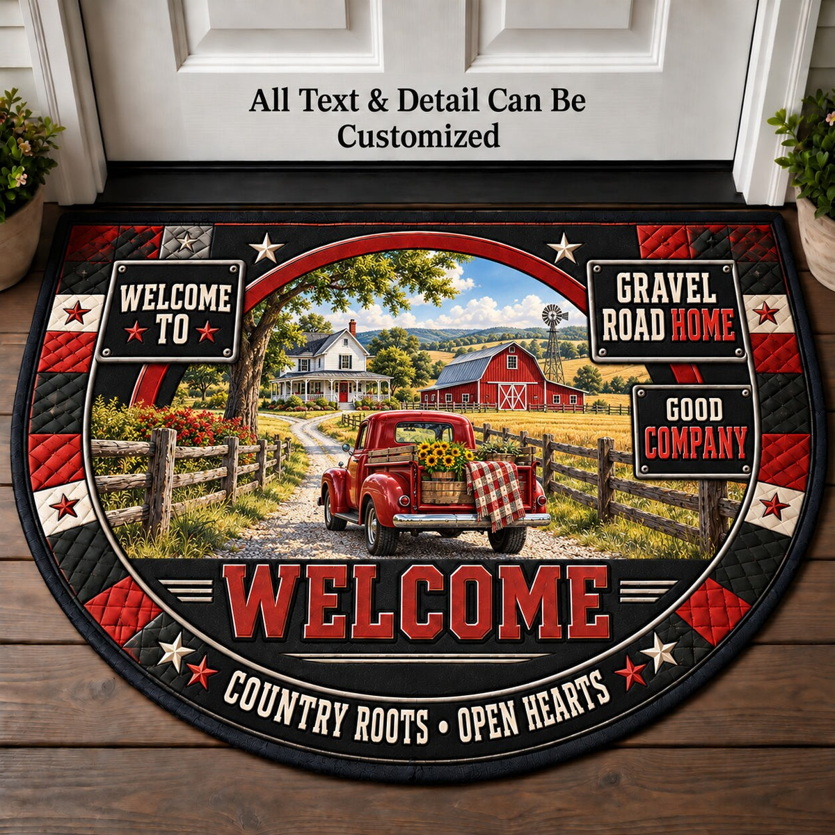 Gravel Road Home Personalized Half Round Mat | 5To9Vibe