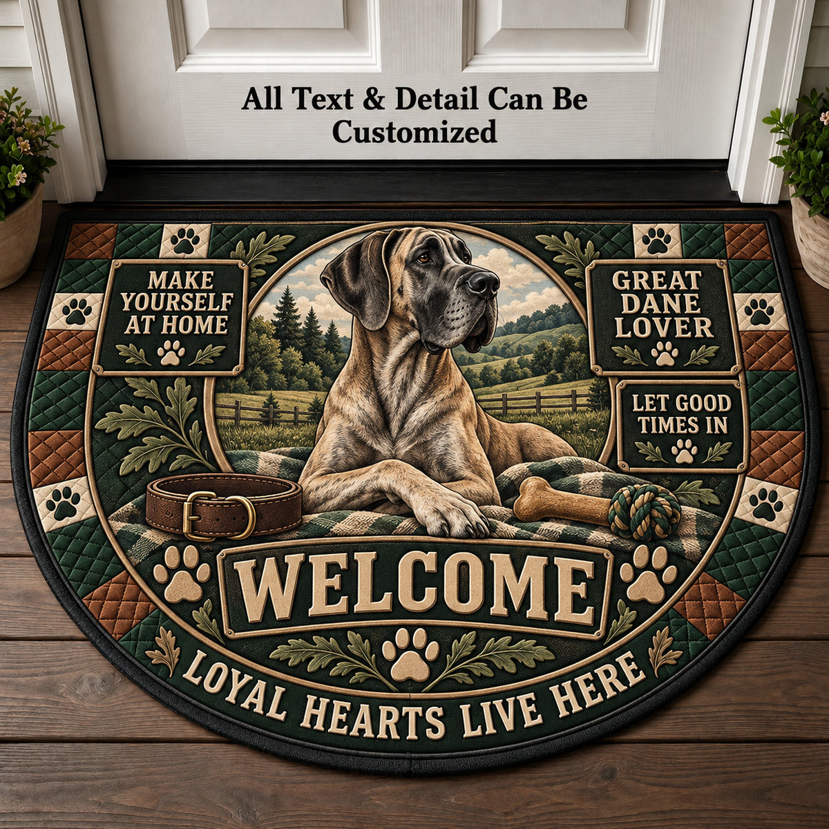 Great Dane Lover Personalized Half Round Mat | 5To9Vibe