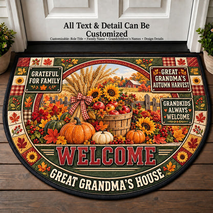 Great Grandma's Autumn Harvest Personalized Half Round Mat | 5To9Vibe