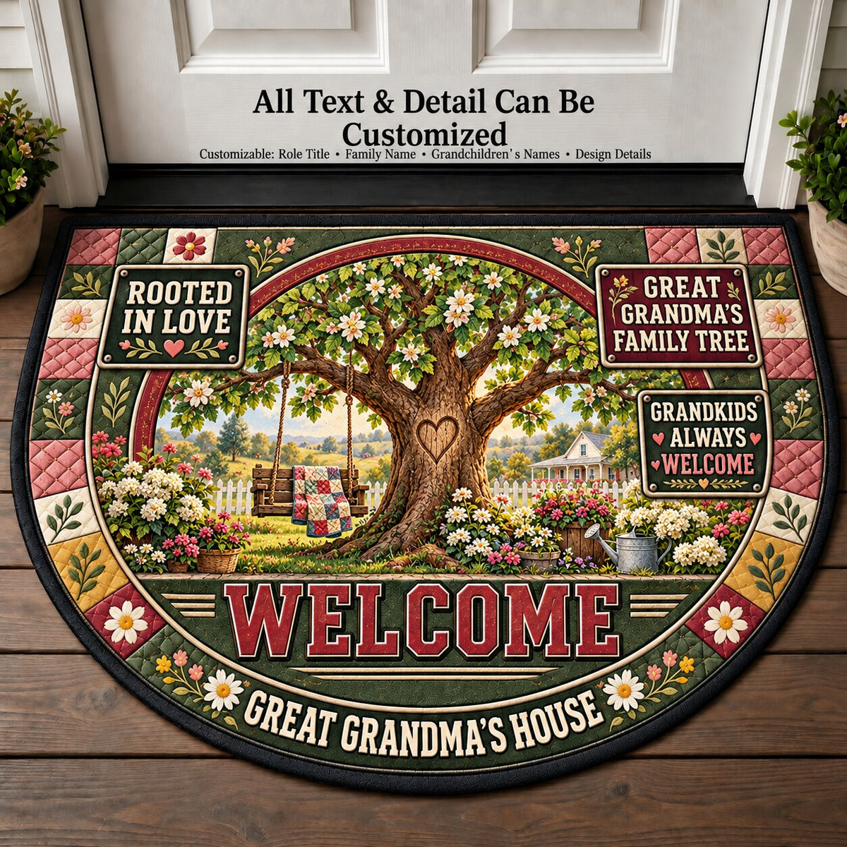 Great Grandma's Family Tree Personalized Half Round Mat | 5To9Vibe