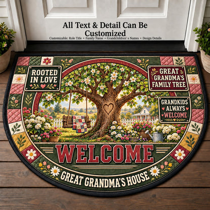 Great Grandma's Family Tree Personalized Half Round Mat | 5To9Vibe