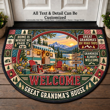 Great Grandma's RV Road Trips Personalized Half Round Mat | 5To9Vibe