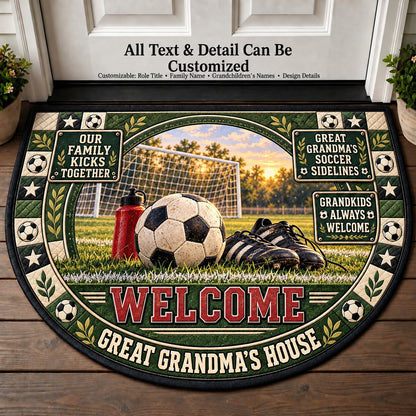 Great Grandma's Soccer Sidelines Personalized Half Round Mat | 5To9Vibe