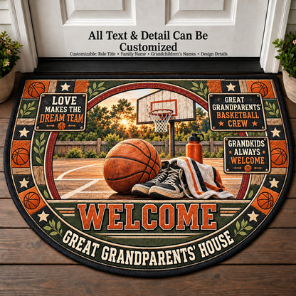 Great Grandparents' Basketball Crew Personalized Half Round Mat | 5To9Vibe