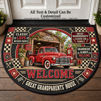 Great Grandparents' Classic Car Family Personalized Half Round Mat | 5To9Vibe