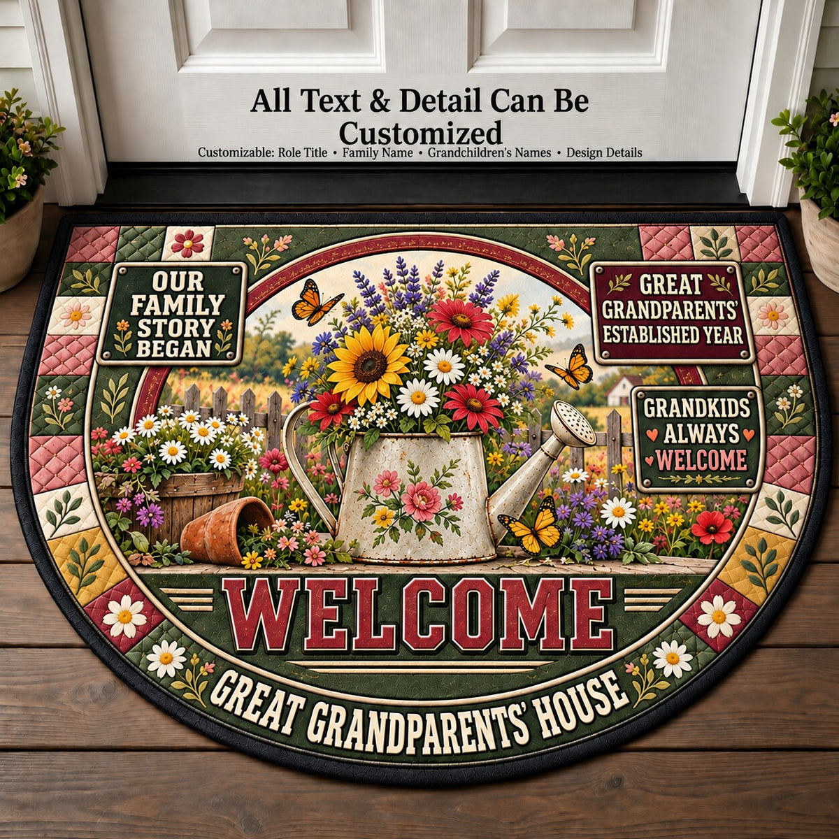 Great Grandparents' Established Year Personalized Half Round Mat | 5To9Vibe
