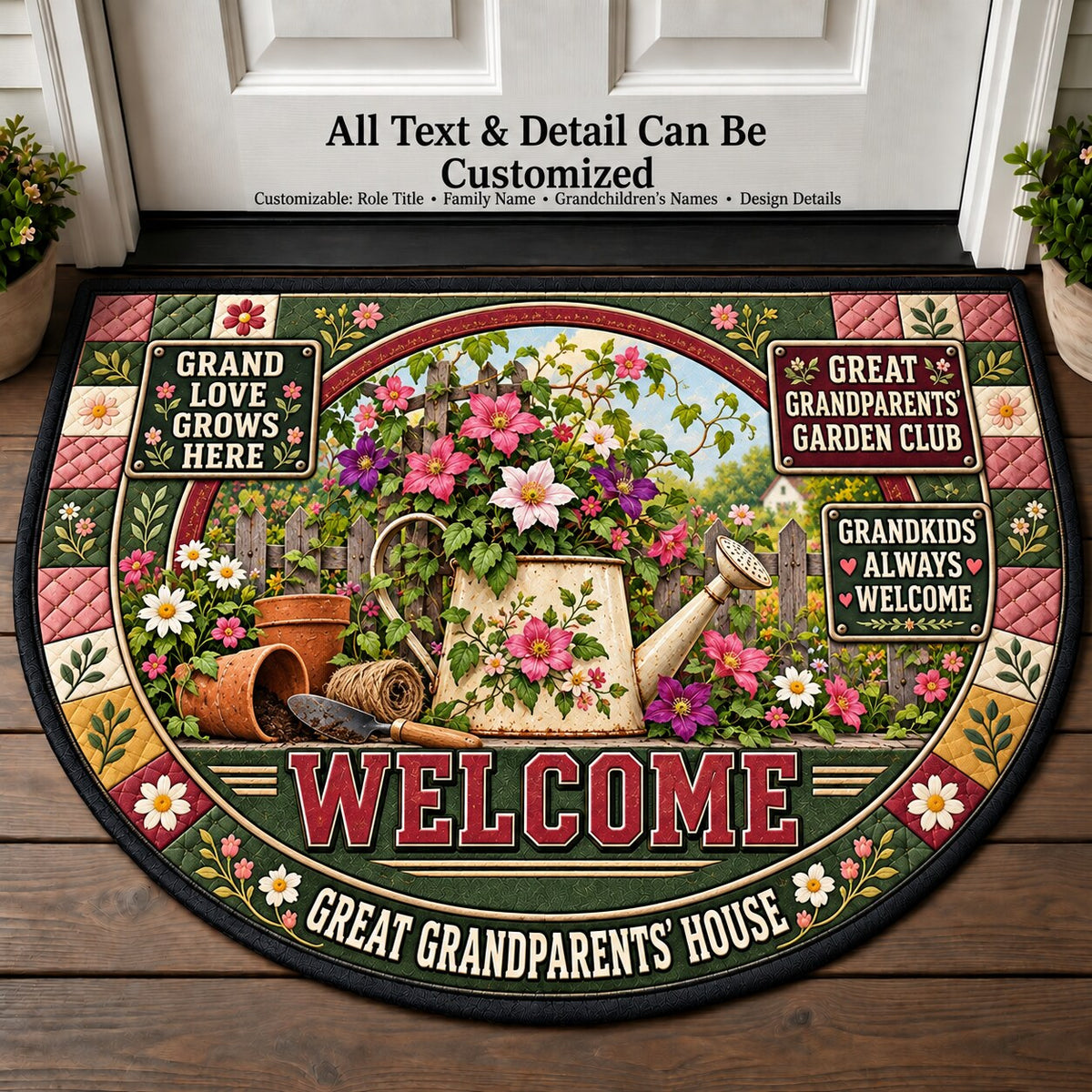 Great Grandparents' Garden Club Personalized Half Round Mat | 5To9Vibe