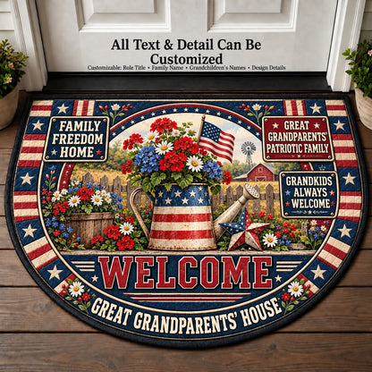 Great Grandparents' Patriotic Family Personalized Half Round Mat | 5To9Vibe