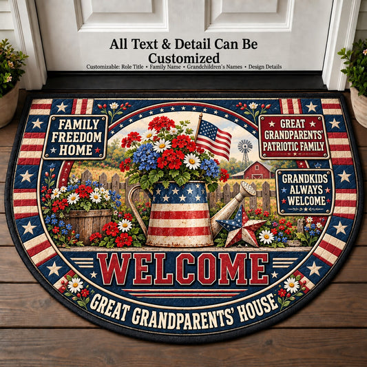 Great Grandparents' Patriotic Family Personalized Half Round Mat | 5To9Vibe