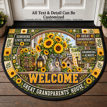 Great Grandparents' Sunflower Porch Personalized Half Round Mat | 5To9Vibe