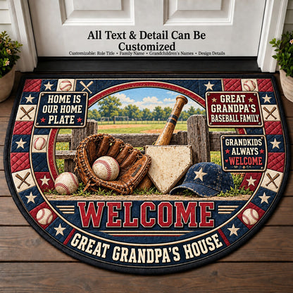 Great Grandpa's Baseball Family Personalized Half Round Mat | 5To9Vibe
