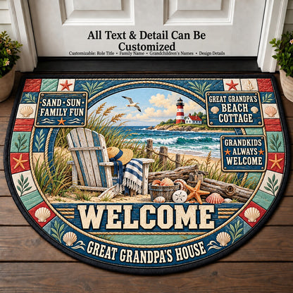 Great Grandpa's Beach Cottage Personalized Half Round Mat | 5To9Vibe