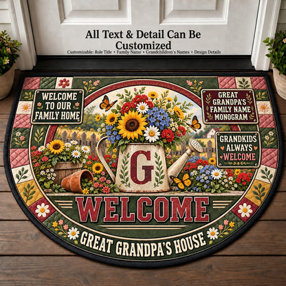 Great Grandpa's Family Name Monogram Personalized Half Round Mat | 5To9Vibe
