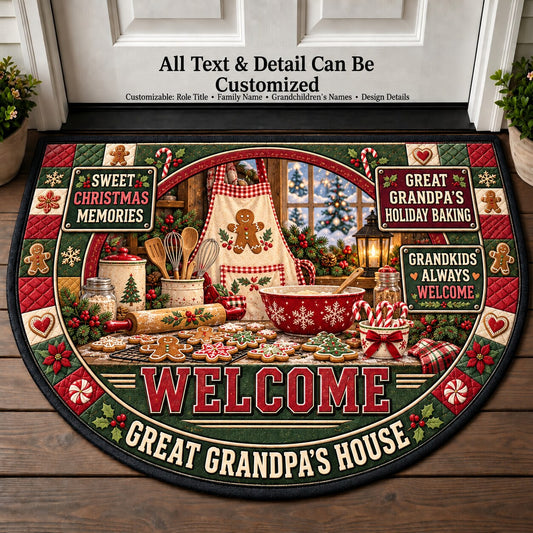 Great Grandpa's Holiday Baking Personalized Half Round Mat | 5To9Vibe