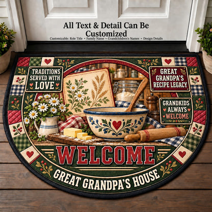Great Grandpa's Recipe Legacy Personalized Half Round Mat | 5To9Vibe