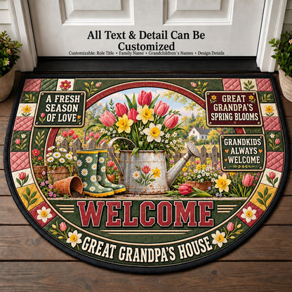 Great Grandpa's Spring Blooms Personalized Half Round Mat | 5To9Vibe