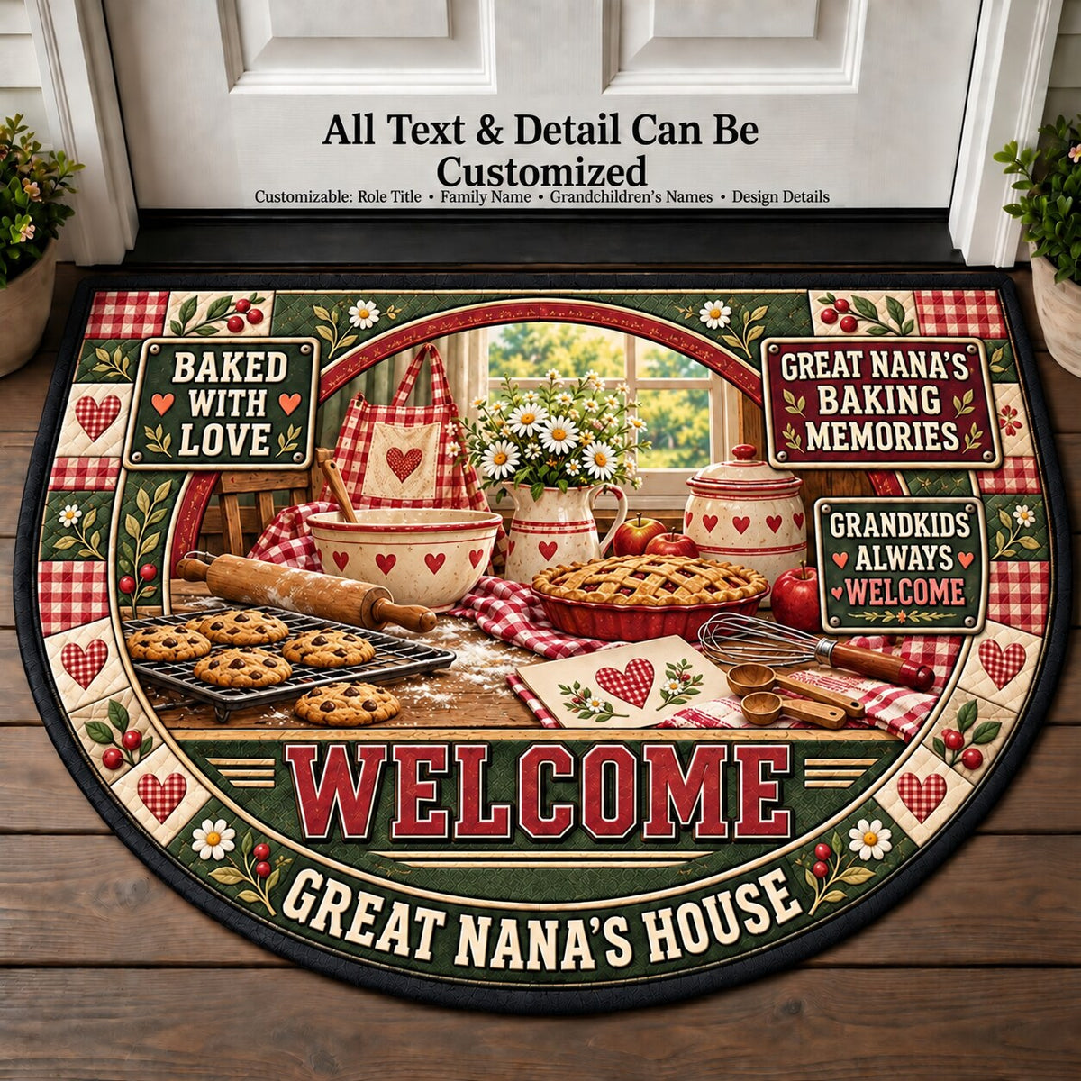 Great Nana's Baking Memories Personalized Half Round Mat | 5To9Vibe