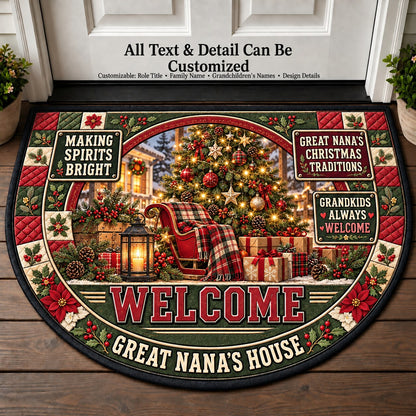 Great Nana's Christmas Traditions Personalized Half Round Mat | 5To9Vibe