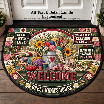 Great Nana's Crafting Crew Personalized Half Round Mat | 5To9Vibe