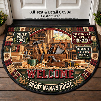 Great Nana's Workshop Memories Personalized Half Round Mat | 5To9Vibe