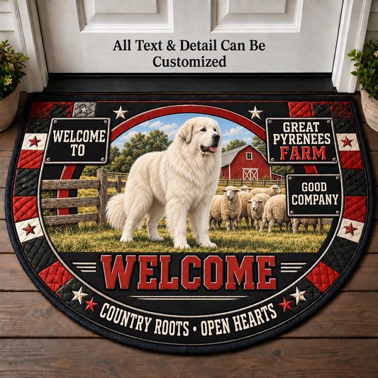 Great Pyrenees Farm Personalized Half Round Mat | 5To9Vibe