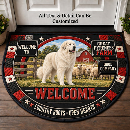 Great Pyrenees Farm Personalized Half Round Mat | 5To9Vibe