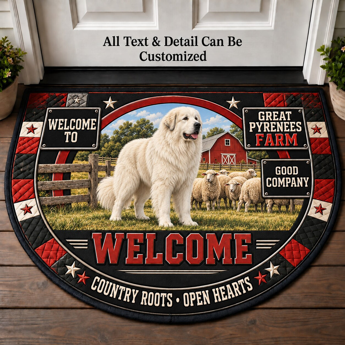 Great Pyrenees Farm Personalized Half Round Mat | 5To9Vibe