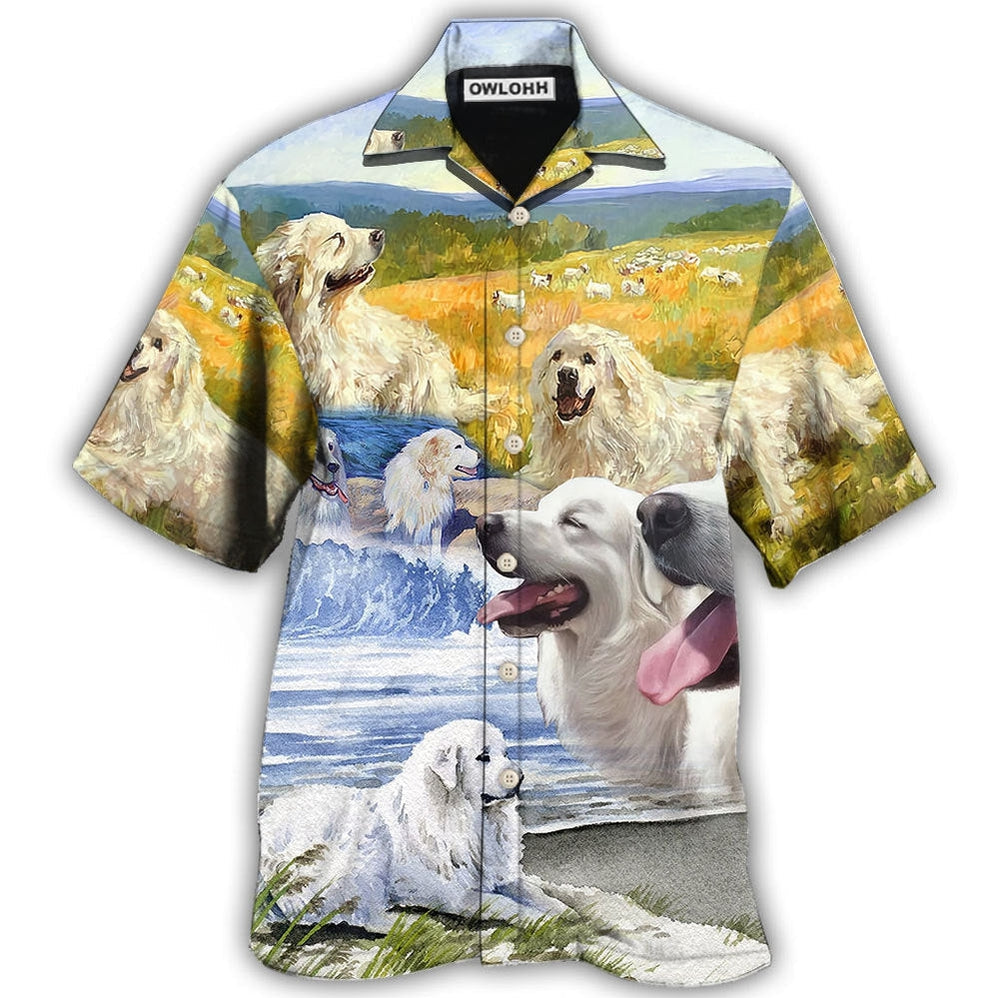 Hawaiian Shirt / Adults / S Great Pyrenees Art Dog Lovely - Hawaiian Shirt 