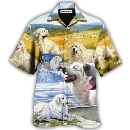 Hawaiian Shirt / Adults / S Great Pyrenees Art Dog Lovely - Hawaiian Shirt 