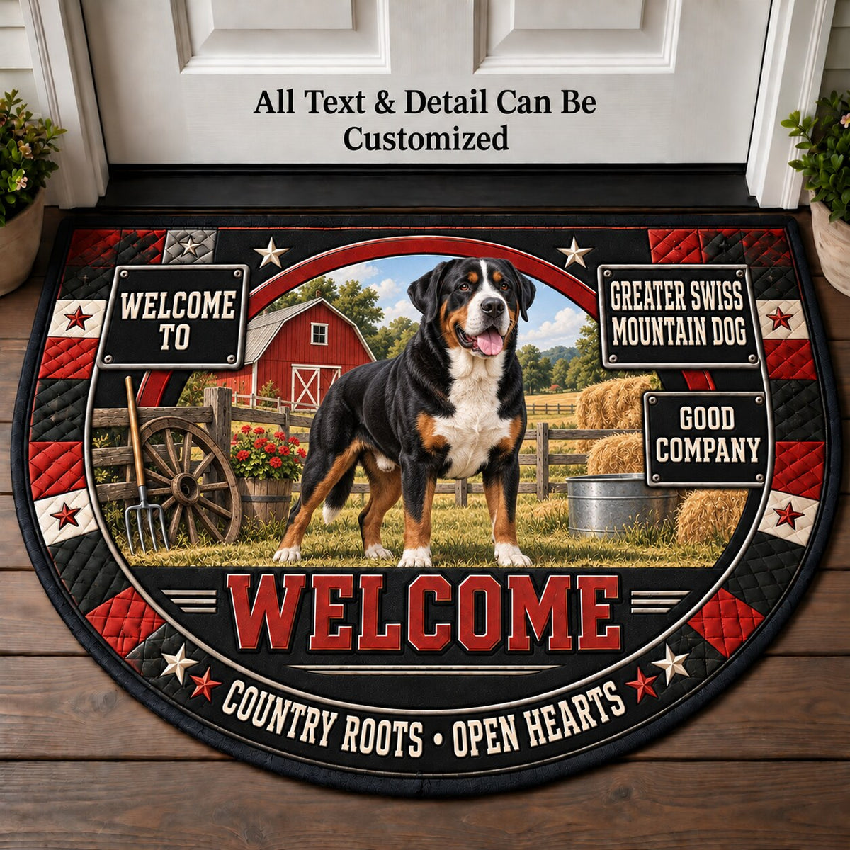 Greater Swiss Mountain Dog Personalized Half Round Mat | 5To9Vibe