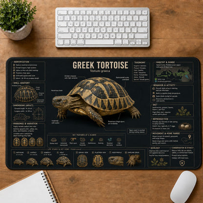 Greek Tortoise Turtle and Tortoise Species Guide Desk Mat | 5To9Vibe