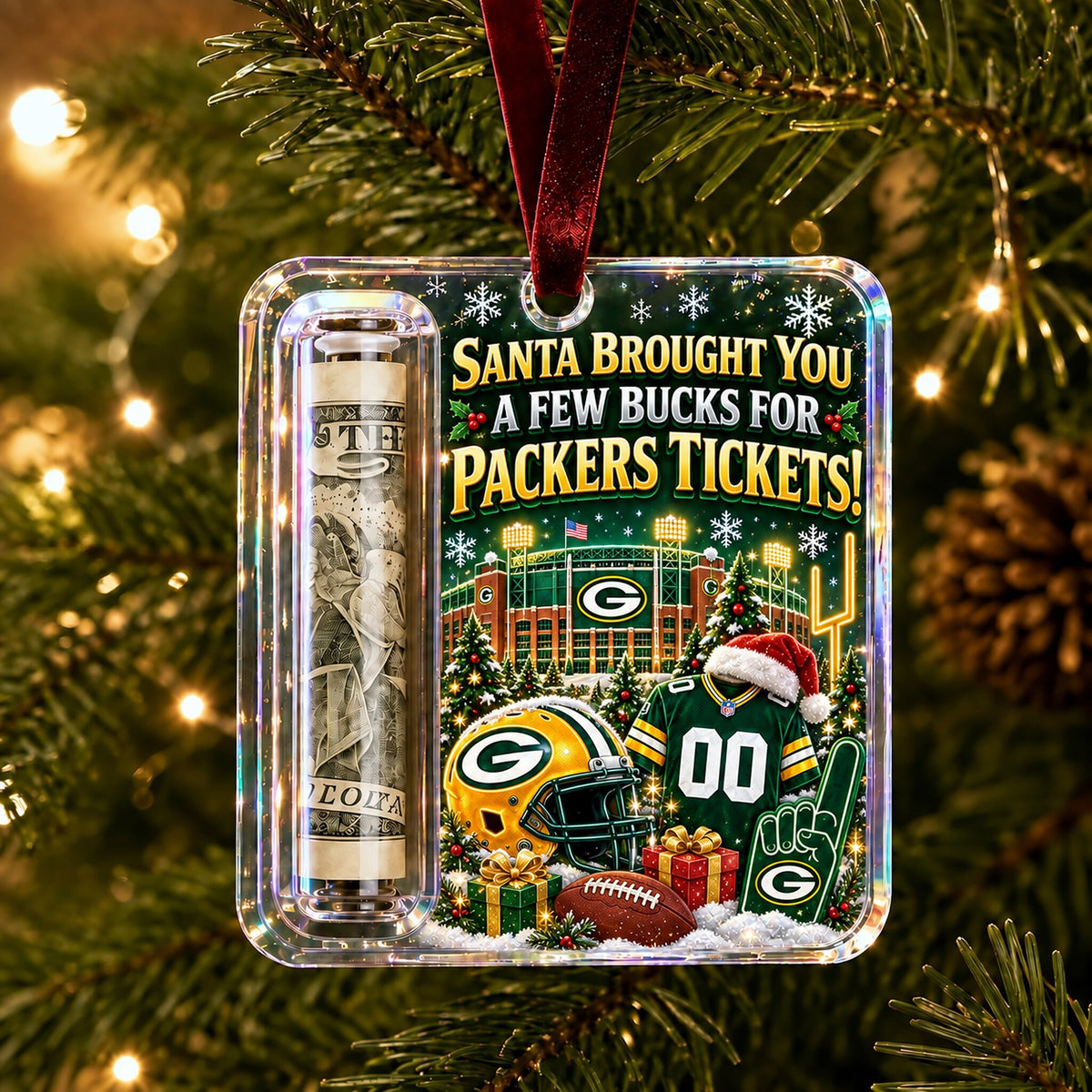 All Football Teams Christmas Money Holder Glass Ornament - 5to9vibe